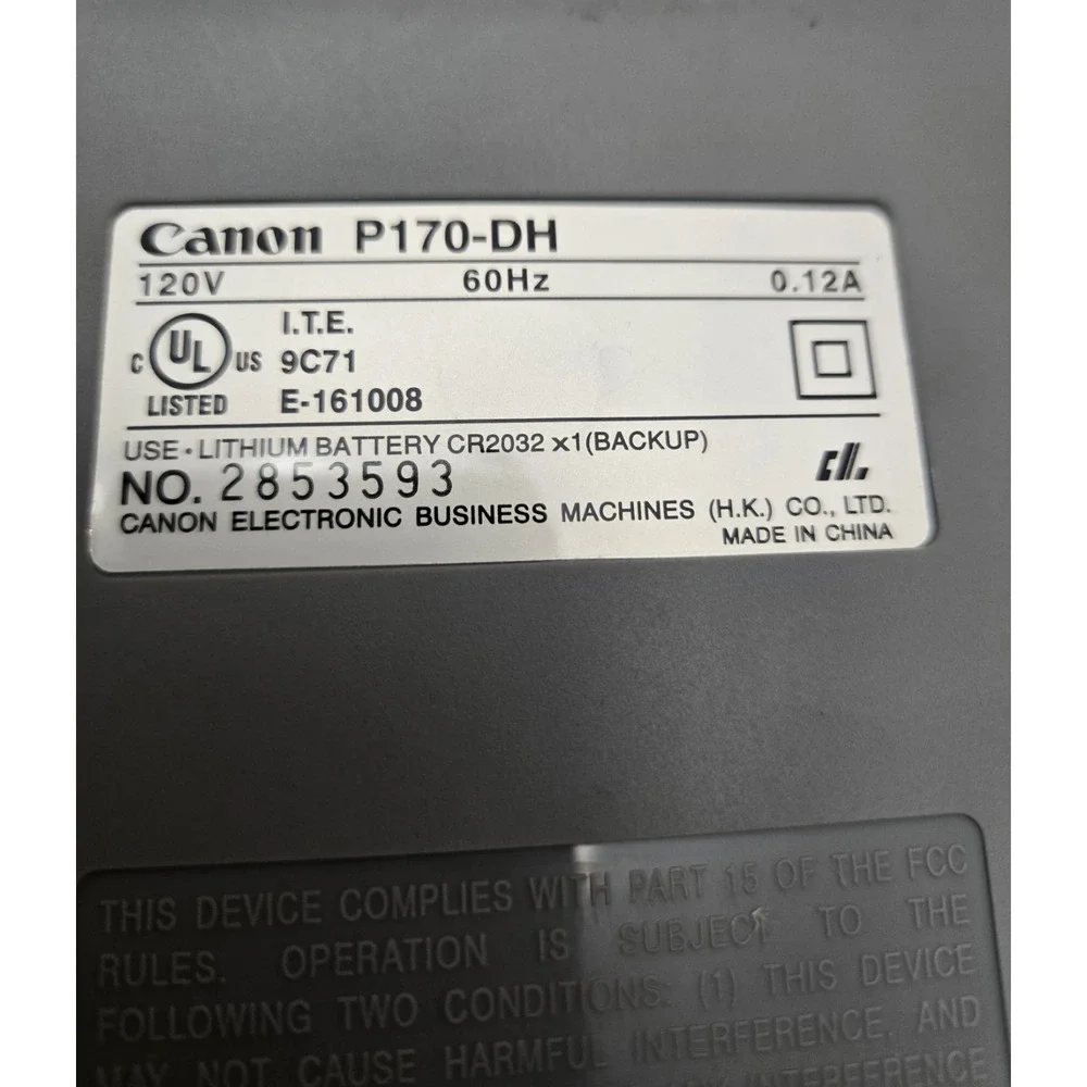 CANON P170-DH Digit Display Printing Clock Calendar Desk Calculator Tested Works